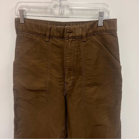 Uniqlo U Brown Denim Wide Leg Cropped Highwaisted 100% Cotton Pants Size 6 - Picture 3 of 13